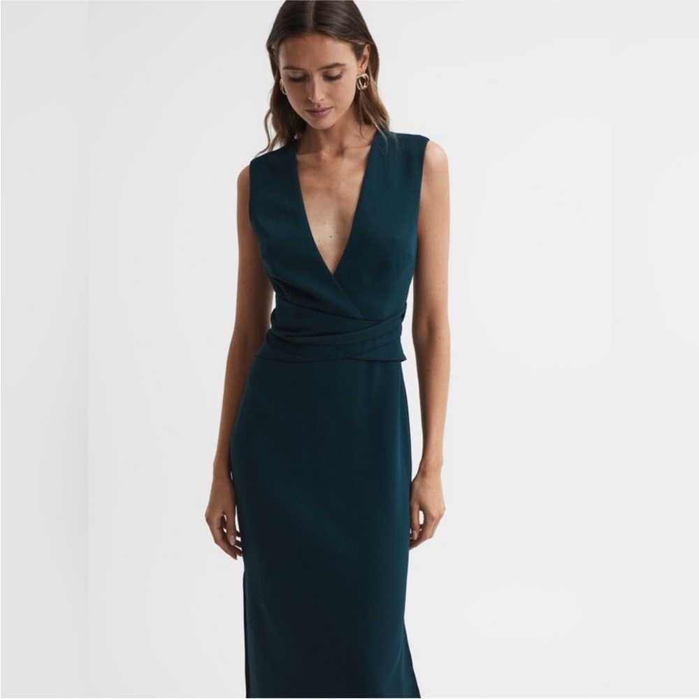 Reiss Jade Plunge Neck Sheath Dress - Black - Size 4